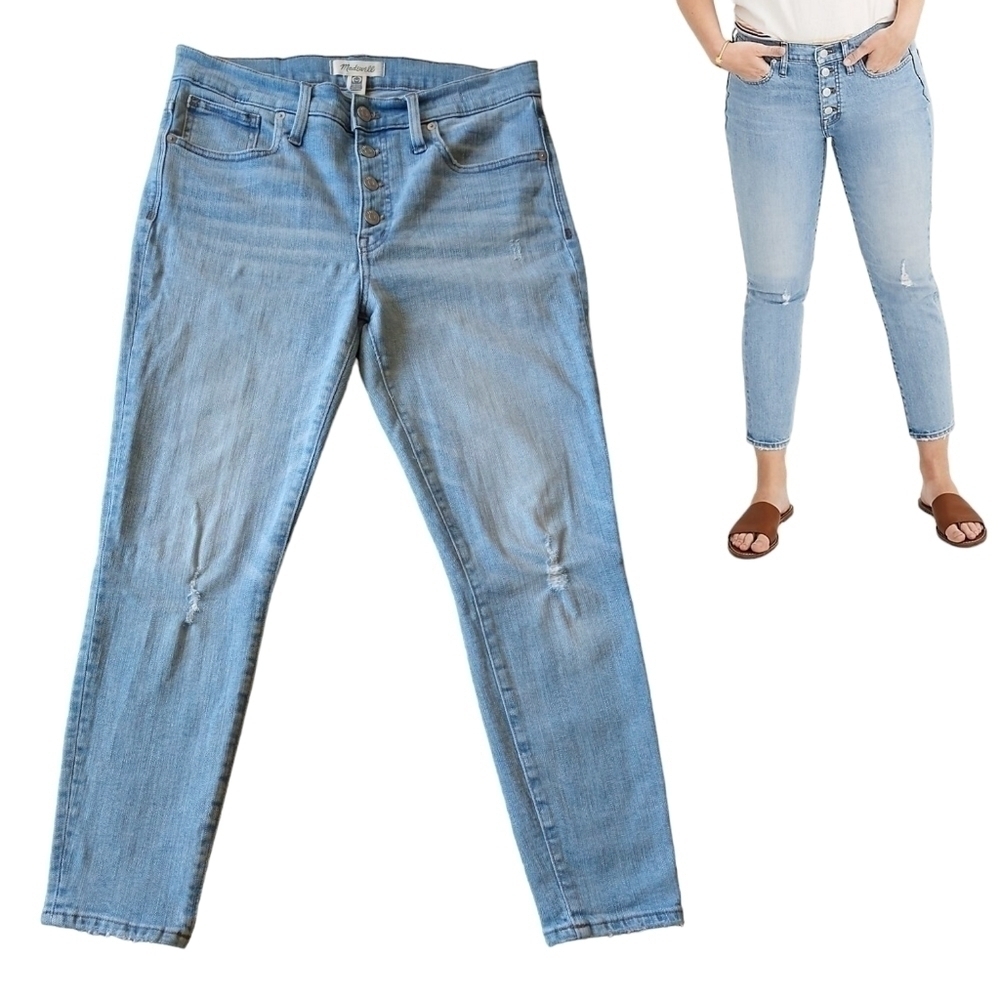 Madewell 9” High-Rise Skinny Jeans Cropped Asbury Wash Button Fly K7511